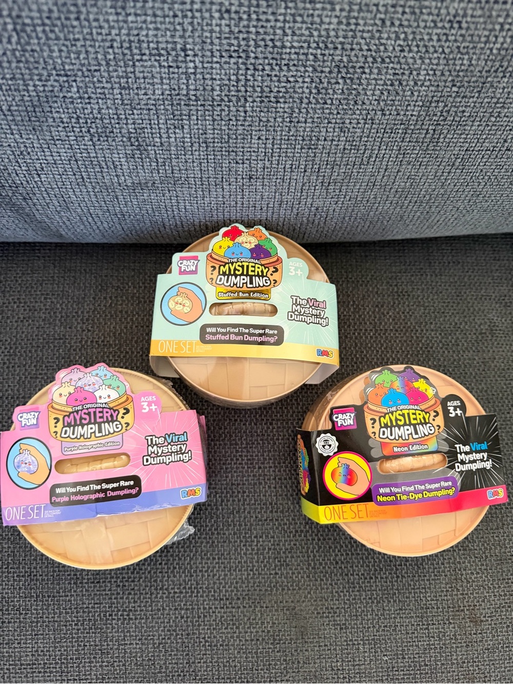 Mystery Dumplings Bundle of 3- Stuffed Bun, purple Holographic & Neon Edition